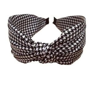 Black & White Houndstooth Knot Hair Headband Accessory